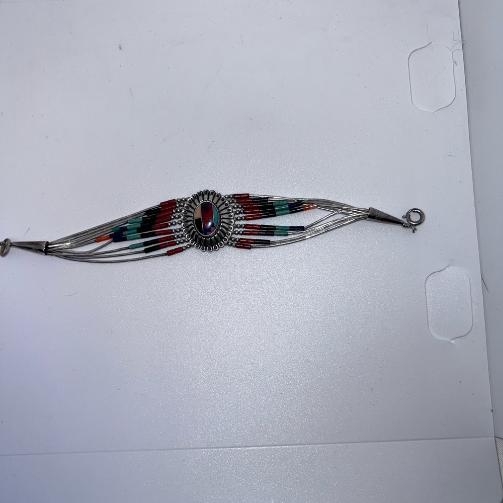 Vintage Navajo QT Sterling Silver Pendant Bracelet - Picture 10 of 14